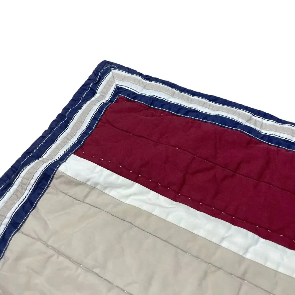 Pottery Barn Kids Quilted Boys Club Red & Tan Pillow Sham - Standard - Back Ties